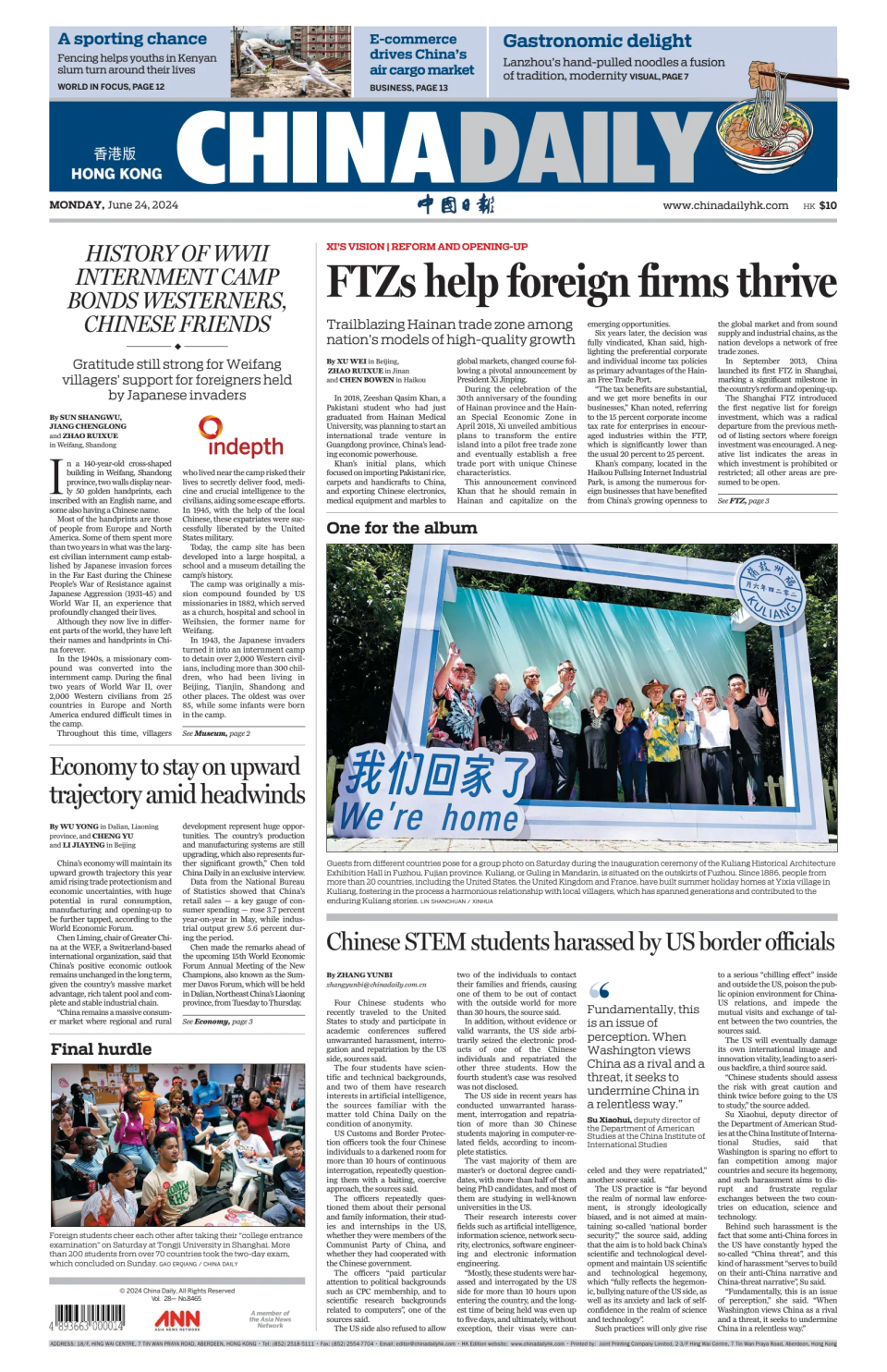 Prima-pagina-China Daily-oggi-edizione-di-oggi-20240624